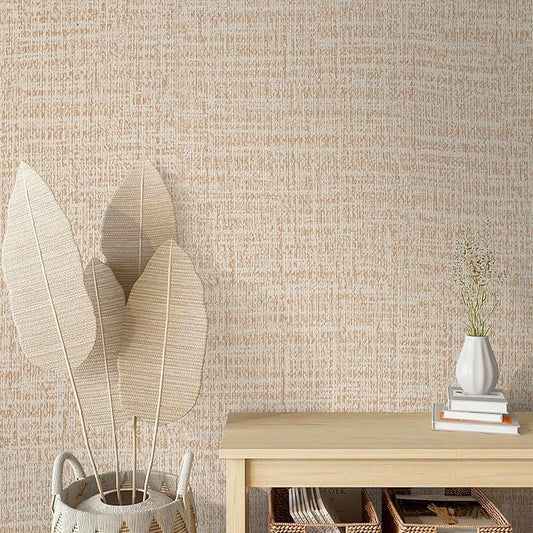 Guvana Grasscloth Peel and Stick Wallpaper Beige Textured Contact Paper Modern Removable Self Adhesive Wall Paper Thicken Fabric Faux Linen Wallpaper for Bathroom Living Room Cabinets 197inx15.7in