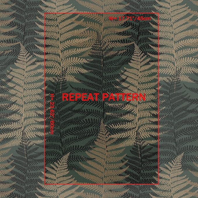 JiffDiff Botanical Fern Wallpaper Green Moody Peel and Stick Wallpaper 17.73" x 118.1" Forest Textured Self Adhesive Temporary Wall Paper for Bathroom Bedroom Apartment Friendly
