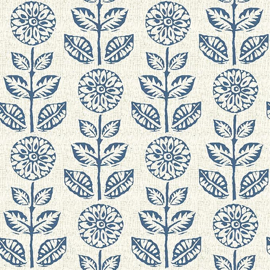 Wudnaye Blue Floral Peel and Stick Wallpaper Blue and White Contact Paper 17.7in×393.6in Vintage Floral Self Adhesive Wallpaper Navy Removable Tulip Wall Paper Waterproof for Bathroom Farmhouse Decor