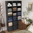 5 Cube Storage Organizer, 5 Tier Cube Low Bookcase Freestanding Storage Display Organizer, Five-Cubes Open Shelf Bookshelf for Home Office (Black, 5-Cube)