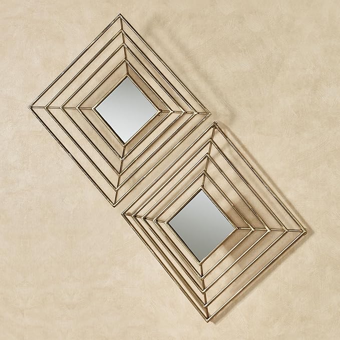 Modern Dacian Metal Openwork Mirrored Wall Art Set Gold 15