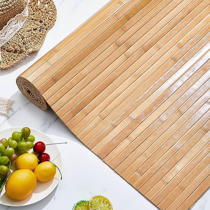 Juexica 4 Pcs Natural Bamboo Wall Panel for Interior Wall 48''x96'' Bamboo Covering Renewable Pole Wainscoting Room Divider Wrap Decor for Bedroom Living Room Kitchen Island Office (Carbonized)
