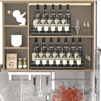 Metal Spice Rack Organizer for Cabinet, 3 Tier Expandable Spice Storage shelf, Great for Kitchen Cabinets, Cupboard,Pantry and Countertop More,Metal plate with hole(1PACK/BLACK)