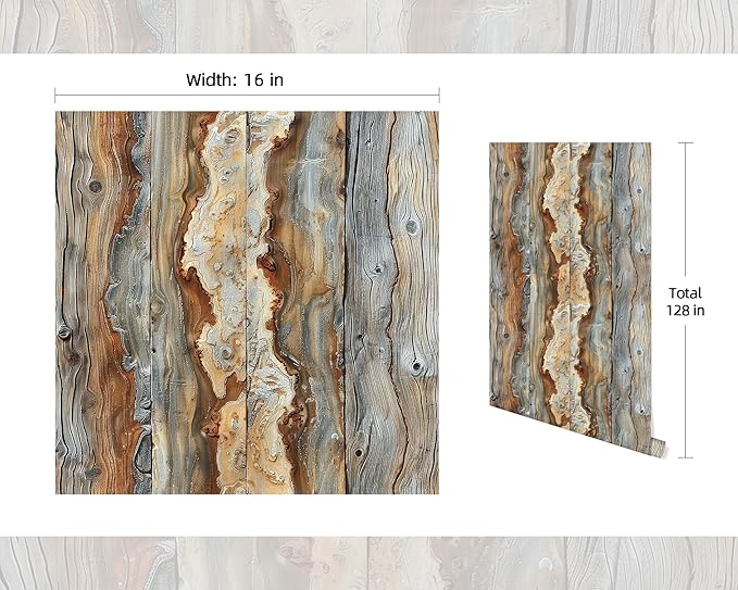 FLFK Rustic Wood Wallpaper,Peel and Stick Wood Grain Wall Mural for Living Room, Bedroom, Kitchen, Office, Apartment Decor 16