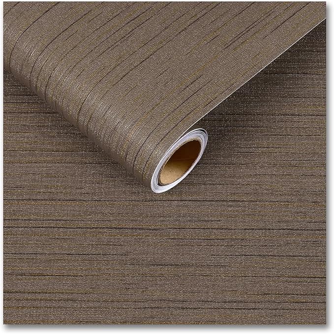 CRE8TIVE Dark Brown Grasscloth Peel and Stick Wallpaper Textured Grass Cloth Contact Paper for Cabinets Self Adhesive Removable Linen Fabric Contact Paper Brown Wallpaper for Bedroom Bathroom 12