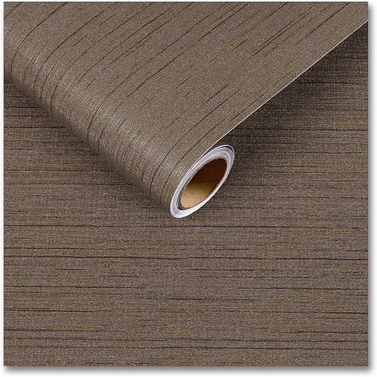 CRE8TIVE Dark Brown Grasscloth Peel and Stick Wallpaper Textured Grass Cloth Contact Paper for Cabinets Self Adhesive Removable Linen Fabric Contact Paper Brown Wallpaper for Bedroom Bathroom 12"x80"