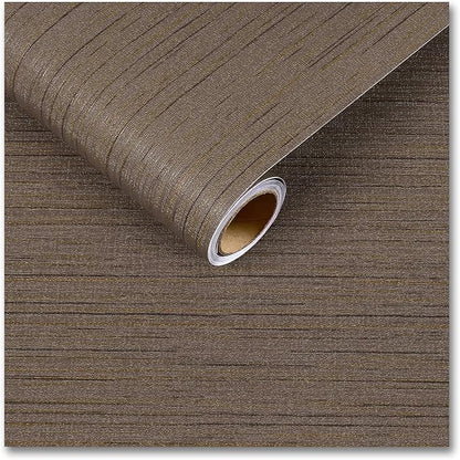 CRE8TIVE Large Size 24"x354" Grasscloth Textured Dark Brown Peel and Stick Wallpaper Faux Grass Cloth Contact Paper Self Adhesive Vinyl Fabric Removable Wallpaper for Bathroom Kitchen Walls