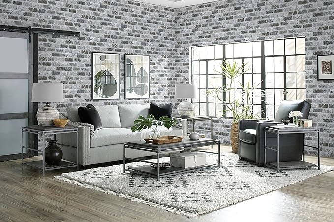 Guvana 17.3"×472.4" Brick Wallpaper Peel and Stick Wallpaper Grey Removable Wall Paper Brick Contact Paper Textured Adhesive DIY Wallpaper Faux Brick Vintage Wallpapers for Kitchen Wall Decor