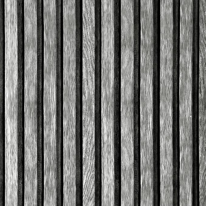 Yun-aeon Natural Wood Peel and Stick Wallpaper Grey Wood Slats - 17.3"x 160" Self-Adhesive Waterproof Vinyl Removable Wall Paper for Wall Decor Bedroom