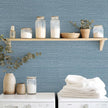 JiffDiff Grasscloth Wallpaper Peel and Stick Blue Grassweave Stick on Wallpaper Textured Self Adhesive Wall Paper Contact Paper 787
