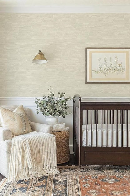 20.8" x 196.8" Textured Wallpaper, Beige Grasscloth Peel and Stick Wallpaper for Bedroom Bathroom Laundry Room RV Stick and Peel Wall Paper Thickened