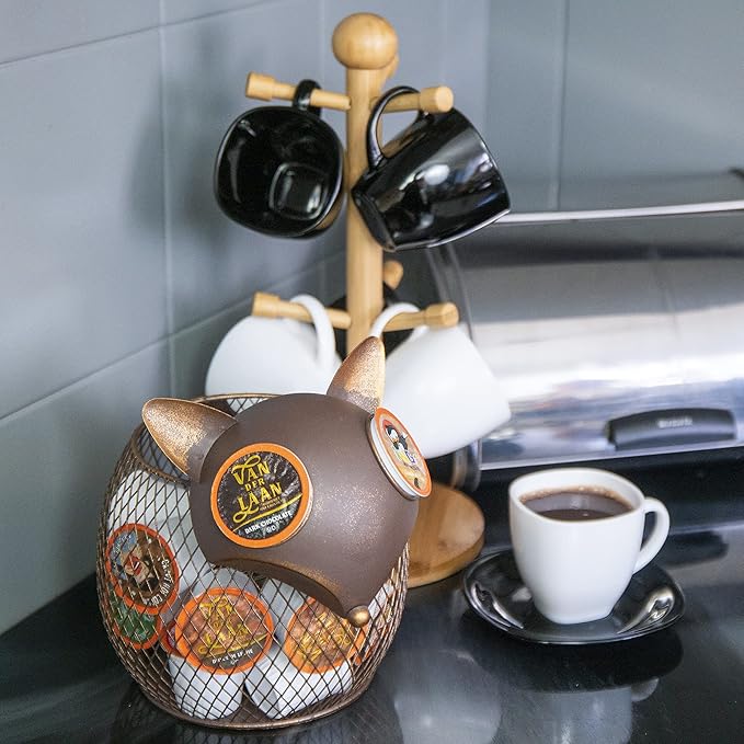 Made Easy Kit Coffee Pod Organizer - Home Coffee Bar Functional Décor - Café Station Countertop Storage Accessories (Fox)