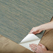 RoomMates Teal Dimensional Grasscloth Peel and Stick Wallpaper, RMK12684PLW