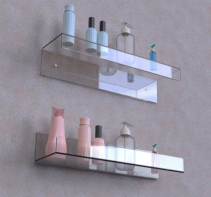 2 Pcak Clear Acrylic Shelves for Bedroom,Room,15 Inch Bathroom Wall Shelf & Organizer,Invisible Floating Shelves & Wall Storage for Collectibles Perfume Shelf,Record,Funko Pop,Lego Display,Bookshelf