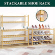 Smiry Bamboo Shoe Rack for Closet, 6 Tier Wooden Stackable Shoe Organizer, Free Standing Shoes Storage Shelf for Entryway, Front Door Entrance, Natural