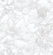 Ismoon Large Floral Peel and Stick Wallpaper Boho White/Grey Contact Paper 17.3inx32.7ft Removable Self Adhesive Bedroom Cabinet Mural Wall Decor Vinyl Roll