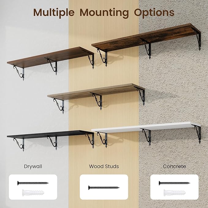 RICHFOCUS 12 Inch Deep Floating Shelves for Wall, 48