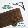 Reinforced Steel Bracket Rustic Brown Shelf - Easy to Install, Template and Video Included - Rustic Shelves for Wall, Bathroom Storage Shelves