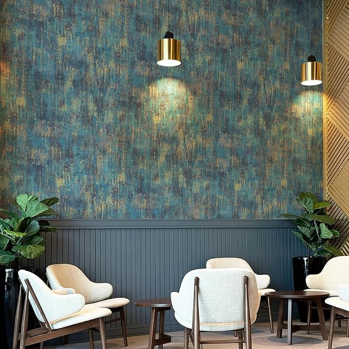 JiffDiff Vintage Metallic Peel and Stick Wallpaper Self Adhesive Industrial Metallic Concrete Wall Paper Modern Stick on Wallpaper(17.3