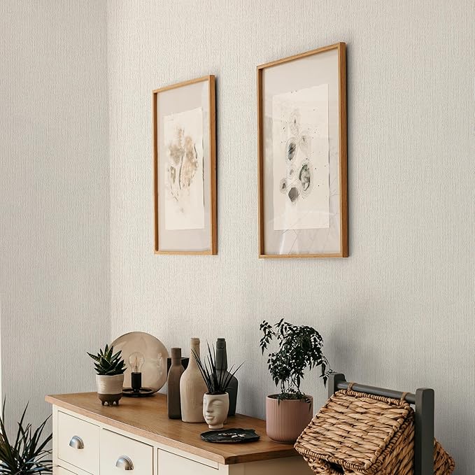 Dimoon 78.7"x17.7" Embossed Stripe Thicken Advanced Texture White Peel and Stick Wallpaper Stick Peel Modern Off-White Waterproof Contact Paper Pure Self Adhesive Wallpaper Removable Liner Viny Roll