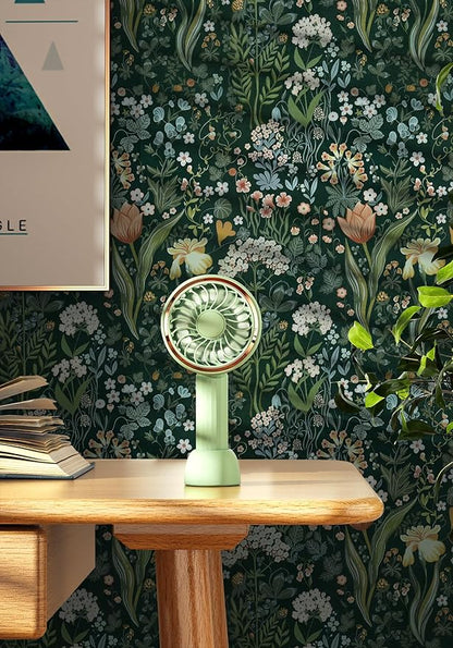 Peel and Stick Wallpaper Vintage Wall Paper Green Floral Contact Paper Removable Wallpaper 17.3"x196.8" Leaf Flower Self Adhesive for Bedroom Drawer Decor Vinyl Rolls