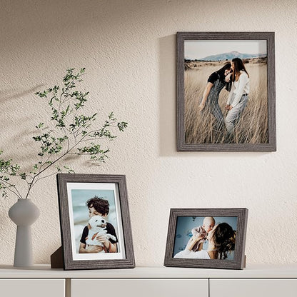 Vittanly Picture Frames Set of 10, Picture Frames Collage Wall Decor with Two 8x10, Four 5x7 and Four 4x6 Photo Frames, Gallery Wall Frame Set for Wall or Tabletop Display, Rustic Grey