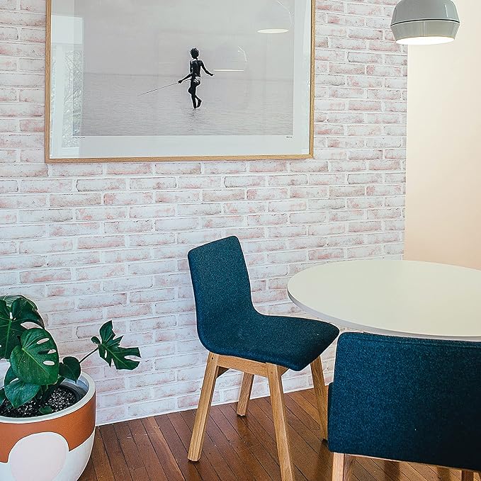Tempaper White-Washed Brick Removable Peel and Stick Wallpaper, 20.5 in X 16.5 ft, Made in The USA
