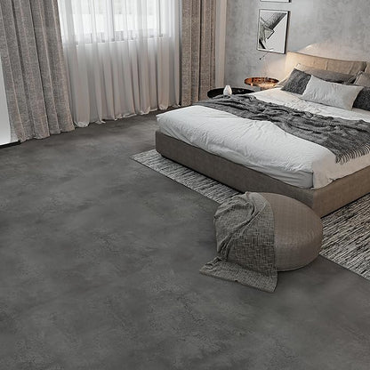 24"×197" Thick Dark Grey Black Concrete Wallpaper Waterproof Charcoal Gray Cement Wallpaper Peel and Stick Matte Textured Self Adhesive Concrete Contact Paper for Bedroom Gym Living Room Walls