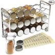 Deco Brothers Spice Rack Stand holder with 18 Bottles and 48 Labels, Chrome