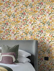 Floral Wallpaper Peel and Stick Boho Wall Paper Removable Waterproof Yellow/Green/Red Contact Paper for Bedroom, Bathroom, Home Wall 17.3