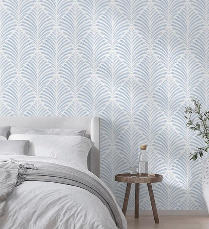 Safiyya Peel and Stick Wallpaper Boho Contact Paper Blue Geometric Modern Wall Paper Textured Self Adhesive Removable Wallpaper for Bedroom Bathroom Apartment Living Room Vinyl Rolls 17.3"x78.7"