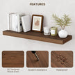 72 Inch Floating Shelves, 3D Textured Wood Grain, 72