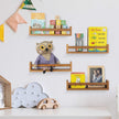 Wallniture Utah Floating Shelves for Wall, Wood Bookshelf for Kids Books, Picture Frames, Nursery Wall Decor, Walnut, Set of 2