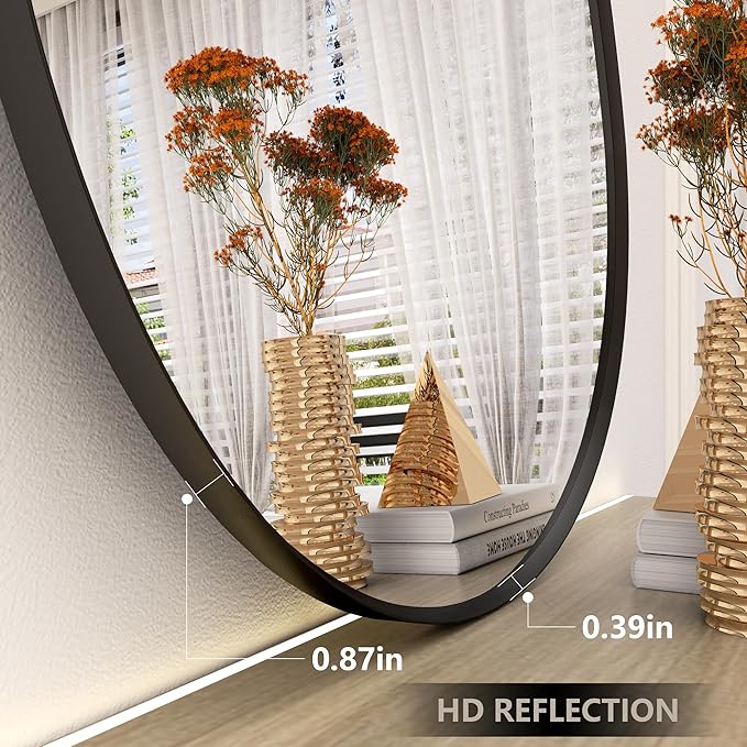 20x32 Black Irregular Wall Mirror, Black Asymmetrical Mirror with Aluminum Alloy Frame for Bathroom Bedroom Entryway, Shatterproof, Anti-Rust(Horizontally/Vertically)