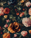 Colorful Floral Peel and Stick Wallpaper Gothic Dark Contact Paper Orange Flower Vintage Wall Mural for Bedroom Bathroom Vinyl Waterproof Self Adhesive Removable Renter Dorm Wall Paper 17.5