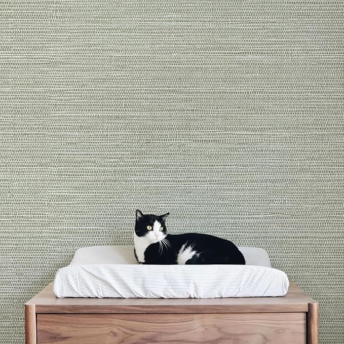 JiffDiff Grasscloth Wallpaper Peel and Stick Cream Grassweave Stick on Wallpaper Textured Self Adhesive Wall Paper Contact Paper 1181