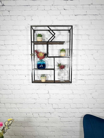 Admired By Nature 4 Tier Rustic Farmhouse Floating Wall Shelves, Wall Mounted Organizer Storage Shelf for Home Decor, 1 Unit