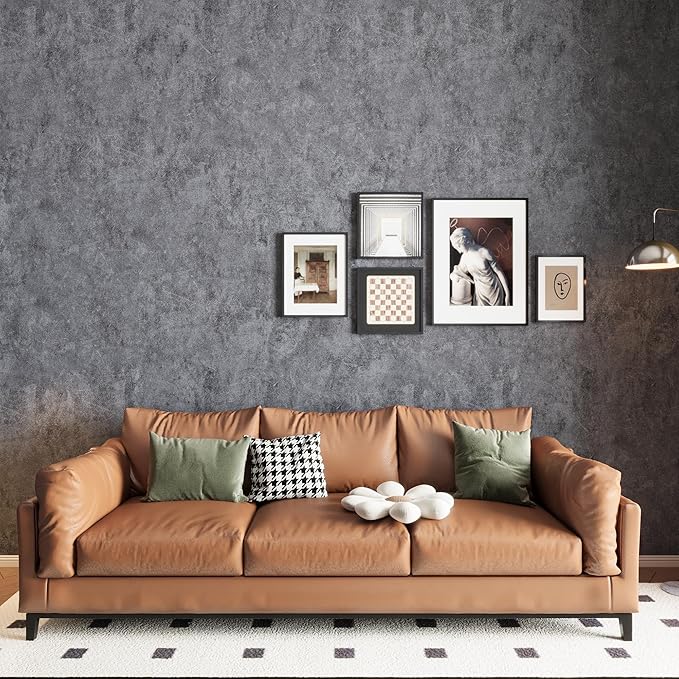 16"×118" Thick Dark Blue Grey Concrete Wallpaper Peel and Stick Waterproof Glossy Textured Gray Concrete Contact Paper Vinyl Wrap Self Adhesive Cement Tile Sticker for Countertops Kitchen Walls