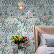 Peel and Stick Wallpaper Vintage Wall Paper Gray Blue Floral Contact Paper Removable Wallpaper 17.3