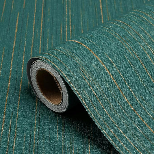 Teal Grasscloth Peel and Stick Wallpaper Texture Contact Paper A Set of 15.7" X 480" Self-Adhesive Linen Removable Wallpaper Cabinets Counter Top Liners