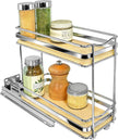 LYNK PROFESSIONAL® Élite™ Pull Out Spice Rack Organizer for Inside Kitchen Cabinets - 4-3/8 inch Wide - Slide Out Drawer – Wood/Chrome Sliding Spice Organization for cabinet - Spice Racks - 2 Tier
