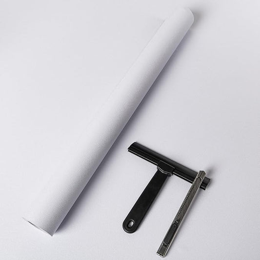 practicalWs White Wallpaper Peel and Stick with Tools, White Wall Paper Roll Self-Adhesive and Waterproof, Thickened Solid Color Whites Contact Paper for Cabinets Countertop 17.7'' x 236.2''