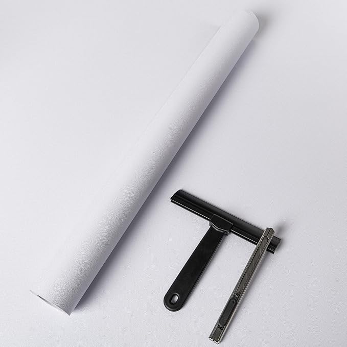 practicalWs White Wallpaper Peel and Stick with Tools, White Wall Paper Roll Self-Adhesive and Waterproof, Thickened Solid Color Whites Contact Paper for Cabinets Countertop 17.7'' x 118.1''