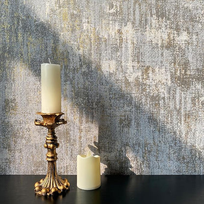 Simon&Siff Textured Wallpaper Distressed Concrete Wallpaper 17.3inx19.68ft White/Gold/Gray Metallic Modern Wall Paper Non Woven Neutral for Bedroom Traditional Wall Paper Need Adhesive