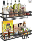 𝐒𝐩𝐢𝐜𝐞 𝐑𝐚𝐜𝐤 Organizer 𝐖𝐚𝐥𝐥 𝐌𝐨𝐮𝐧𝐭- 15.7in 2Pack [Upgraded Version] Hanging Seasoning Organizer Shelf with Paper Towel Holder, Storage for Cabinet or Wall Mounted with 4 Strong Hooks