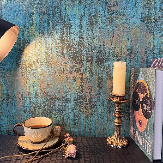 JiffDiff Vintage Metallic Peel and Stick Wallpaper Self Adhesive Industrial Metallic Concrete Wall Paper Modern Stick on Wallpaper(17.3