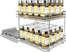 LYNK PROFESSIONAL® Pull Out Spice Rack Organizer for Inside Kitchen Cabinets - 8-3/8 inch Wide - Slide Out Drawer – Chrome Sliding Spice Organization for cabinet - Spice Racks - 2 Tier