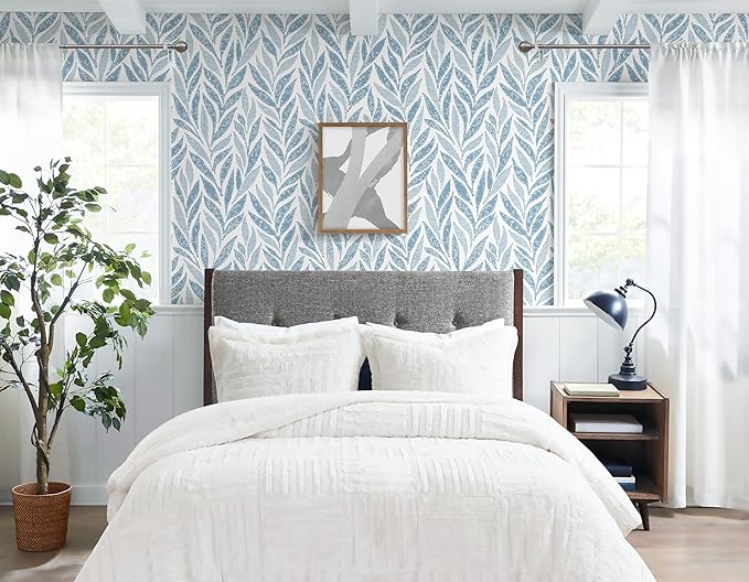 Safiyya 787"x17.3" Blue Peel and Stick Wallpaper Boho Contact Paper Modern Stick on Wallpaper for Bathroom Adhesive Kitchen Wall Paper Vinyl Rolls