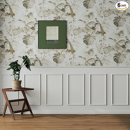 Accent Wall Molding Kit Premade Wainscoting Panels Wall Molding Peel and Stick Panel White Pre Cut Trim for Walls Picture Frame Molding for Home Decoration(6 Set,12 x 24 Inch)