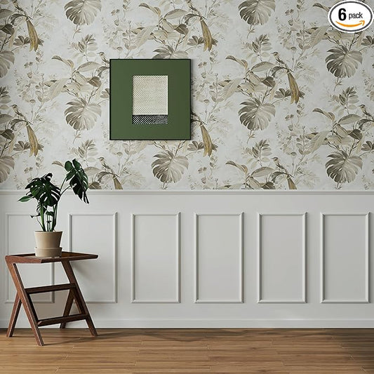 Accent Wall Molding Kit Premade Wainscoting Panels Wall Molding Peel and Stick Panel White Pre Cut Trim for Walls Picture Frame Molding for Home Decoration(6 Set,12 x 24 Inch)
